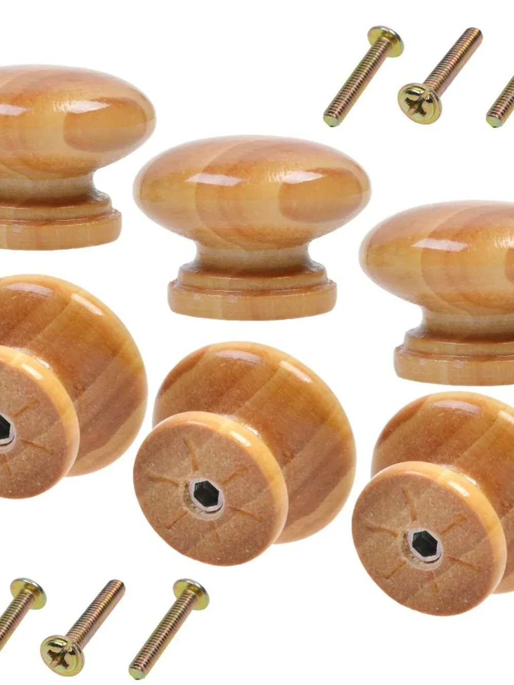 Cosmos 6 PCS Round Mushroom Shape Wooden Cabinet Knobs Drawer Pulls